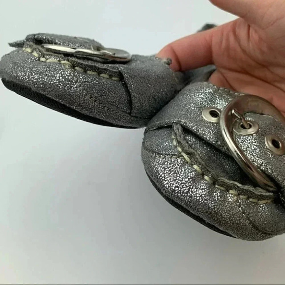 Soda womens flats 7 crackled Silver buckle loafers - Picture 11 of 13